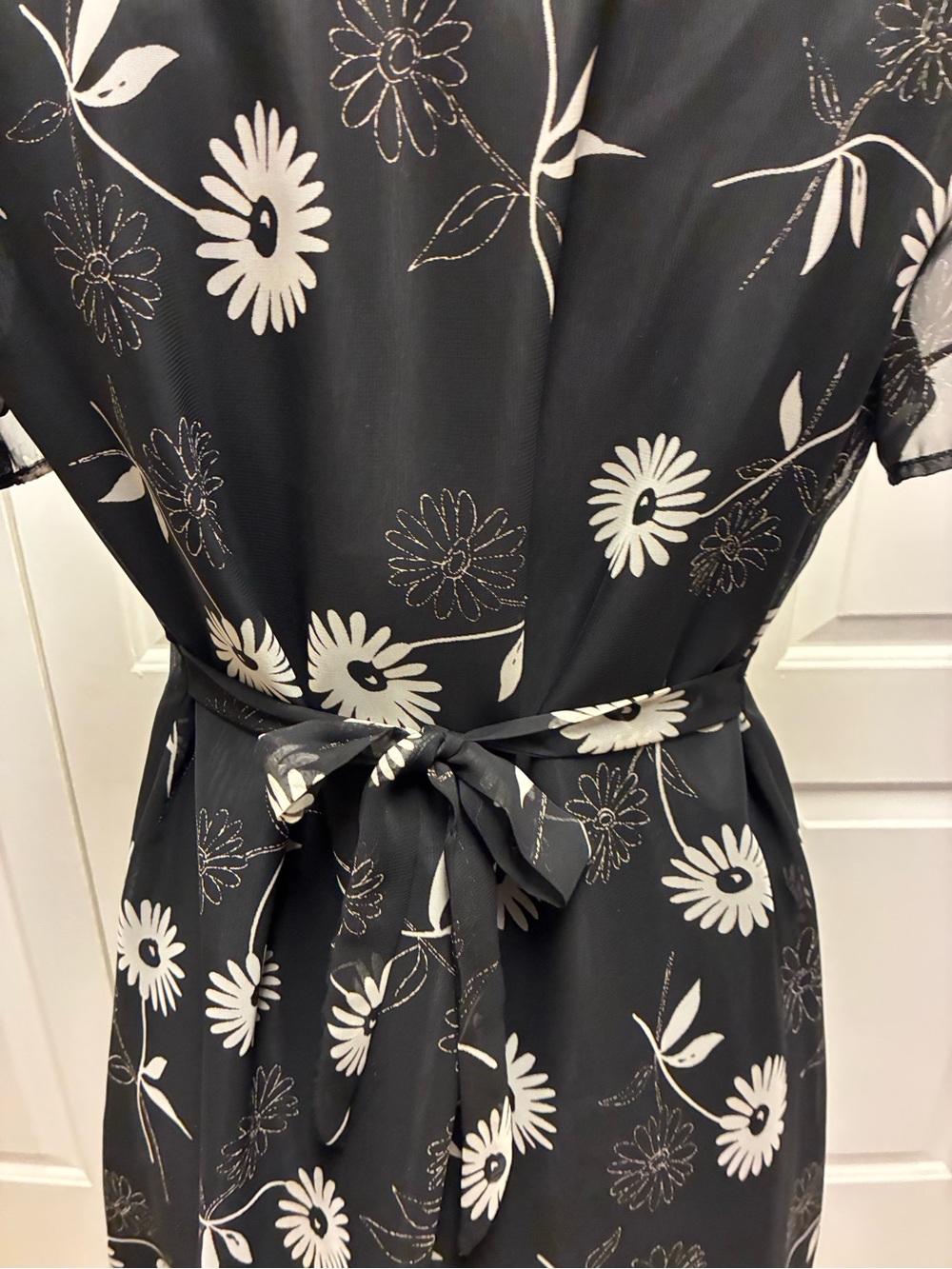 Connie Choi Black Maxi/Midi Dress with White Floral Print - Picture 5 of 11